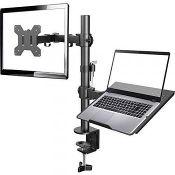 HUANUO Soporte Monitor para 13-27 Pulgadas PC y Ordenador Portátil hasta de 15.6 Pulgadas Ergonómico Diseño Soporte Monitor y Portatil, Brazo Monitor Mesa Rotación de 180° y Giro de 360 °