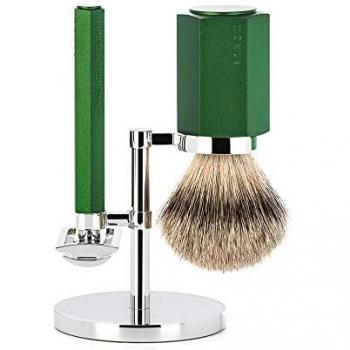 Set de Afeitado Mühle Hexagon Forest con Brocha de Tejón y Maquinilla de Afeitar, 3 Piezas