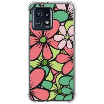 Funda Antigolpes de Silicona para Motorola Edge 40 Pro 5G con Diseño de Flores 02