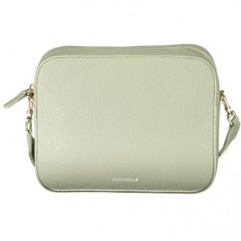 Coccinelle Green Leather Handbag with Zip Closure, Cross Body Bag, Adjustable Strap, Female, Size: ONE SIZE