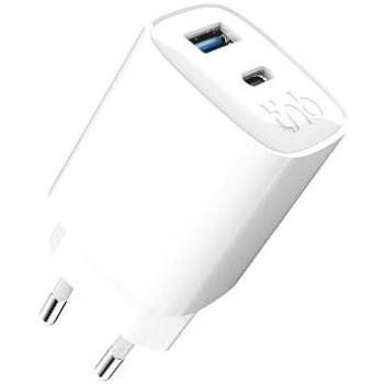 Cargador Ultra Rápido 45W Doble Puerto USB-C y USB-A, 100% Plástico Reciclado, Color Blanco