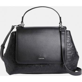 Bolso de mano grande liso en negro con solapa Calvin Klein