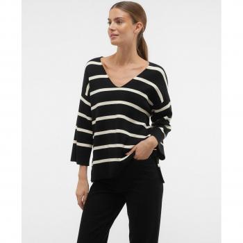 Jersey de punto de rayas para mujer Vero Moda Saba Negro