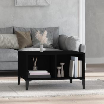 Mesa de centro de madera contrachapada 60x50x36,5 cm en color blanco y negro, diseño brillante, ideal para salón o comedor
