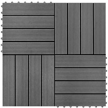 vidaXL 22x Baldosas de Porche de WPC 30x30cm Superficie 2m² Gris Base de Suelo Moquetas Materiales Construcción Patios Balcones Baños Resistentes Agua