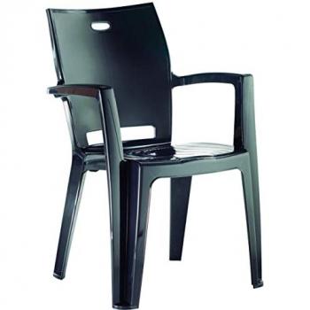 Sillón Monobloc Denver Antracita - Silla Monoblock con respaldo alto, color antracita, diseño ergonómico, material resistente a la intemperie, ideal para uso en exteriores e interiores