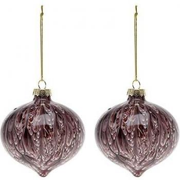 Bolas de Navidad 8 cm Cristal Marrón (2 Unidades) Abombadas