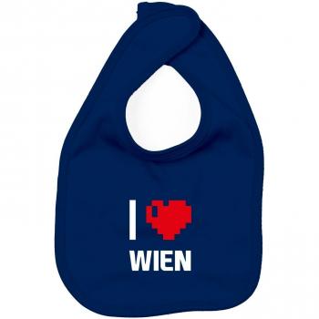 Babero - I Love Wien - Austria Viajes Corazón Heart Pixeles azul marino Talla única
