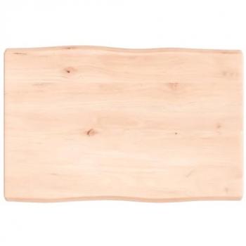 Tablero de mesa madera maciza roble borde natural 60x40x4 cm Marrón