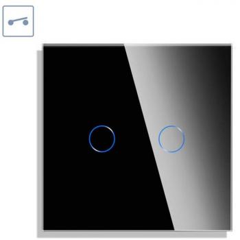 Interruptor táctil doble KOOB frontal cristal negro