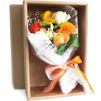 Orange Soap Flower Bouquet in Box - 25x13x6cm