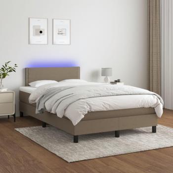 Cama de muelles con colchón y LED Tortorora 120x200cm Tela, Cama box spring con colchón y led tela gris taupe 120x200 cm Vidaxl Gris Topo