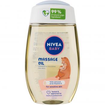 NIVEA BABY Massage Oil 200 ml - Baby massage oil, enriched with natural ingredients, designed for gentle skin care, suitable for daily use, dermatologically tested, hypoallergenic formula, non-greasy texture