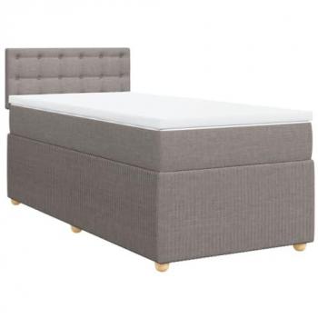 Estructura de cama box spring con colchón en tela gris taupe 90x190 cm