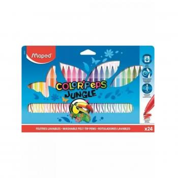 Maped Color'Peps Jungle 2.0 Rotuladores en Estuche de Cartón, 24 Colores Surtidos, Modelo 845904