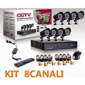 Kit de videovigilancia: 8 cámaras de infrarrojos + DVR + alimentador + cables