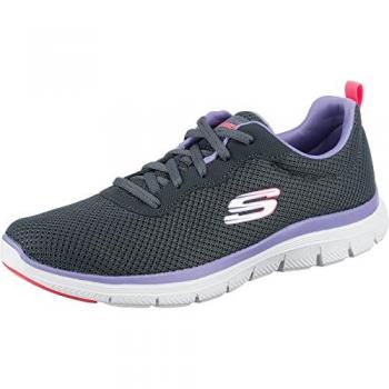 Skechers Flex Appeal 4.0 Brilliant View - Zapatillas Deportivas Mujer, Charcoal Mesh con detalles en Lavanda, Gran Ligereza y Tejidos de Calidad, Talla 41 EU