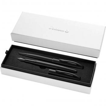 Juego de Bolígrafo y Pluma Estilográfica Pelikan Jazz Noble Carbon 18x6x2 Cms