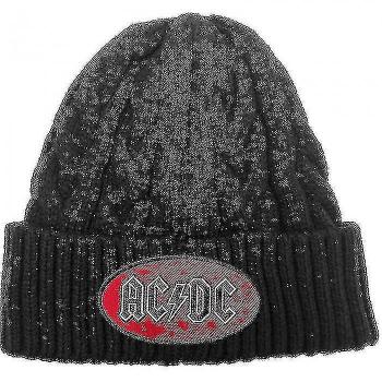 Gorro unisex de punto con cable ovalado AC/DC para adultos con logotipo en color negro, talla única