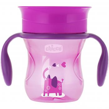 Chicco Vaso Infantil Perfect, Vaso Antiderrame de 200 ml, Vaso Aprendizaje para Bebés +12 Meses para Aprender a Beber, con Válvula de Silicona y Asas Extraíbles, sin BPA – Color Rosa