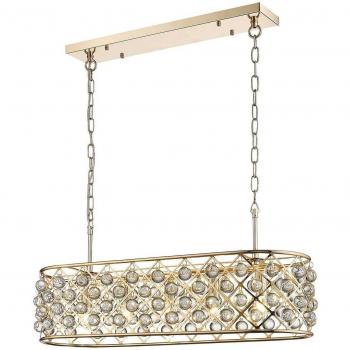 Colgante de techo ovalado dorado en cristal SANDBANKS 5 Luces E14