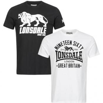 Camiseta de Manga Corta Lonsdale Bylchau Blanco y Negro M Hombre