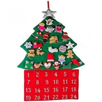 Calendario de Adviento, de tela, diseño de árbol de Navidad