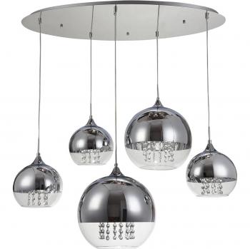 Lámpara Colgante Maytoni Fermi 5 Luces Cortina de Cristal Níquel E27