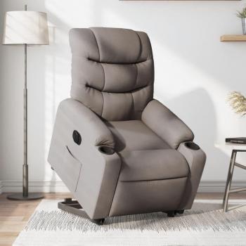 Sillón eléctrico reclinable elevable de tela gris taupe vidaXL