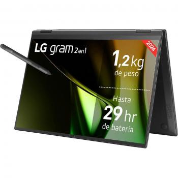 LG Convertible 2 en 1 LG gram 14T90S, Portátil Ultraligero con Procesador Intel Core Ultra 7, Memoria RAM de 16GB y Disco Duro SSD de 512GB, Pantalla de 14 Pulgadas y Sistema Operativo Windows 11.