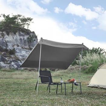 Toldo de Playa Bernheze Pro.tec con 4 Bolsas Rellenables y 2 Postes de Aluminio - Lycra Gris 270x270x210 cm