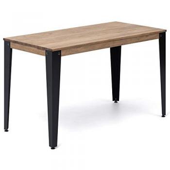 Mesa Lunds 160x80x75cm Negra en Madera Maciza de Pino Acabado Vintage Estilo Industrial