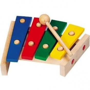 Xilófono de Madera Goki con 4 Tonos y Placas de Colores Primarios