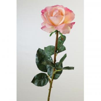artplants.de Rosa Artificial Amelie, Rosa, Toque Natural, 70cm, Ø 8cm - Flor Decorativa - Planta sintética