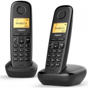 Teléfono inalámbrico Gigaset A170 Duo con identificador de llamadas - color negro