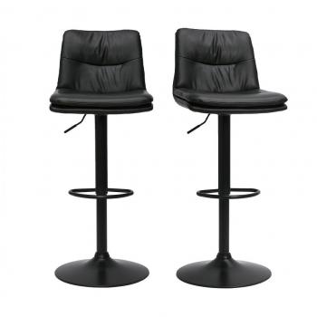 Set de 2 taburetes de cocina ajustables de poliuretano negro y metal negro ZUCK