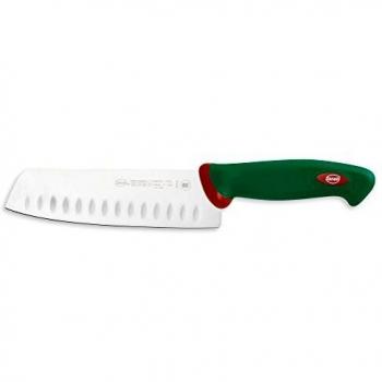 Cuchillo Japonés Olivato 18 cm Sanelli Premana Profesional, Acero Inoxidable, Antideslizante Verde/Rojo