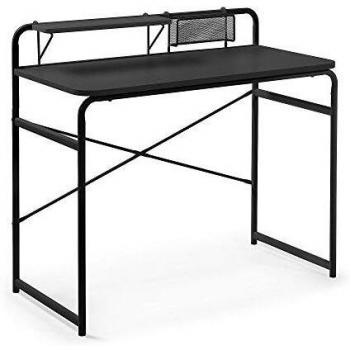 Kave Home - Escritorio Foreman Negro Rectangular 98 x 46 cm de Acero con Espacio de almacenaje