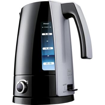 Melitta Hervidor de agua, Temperatura regulable, Retroiluminación LED, Indicador de capacidad, Capacidad 1,7 L, Look Aqua Vario, Negro/Plata, H203-020304