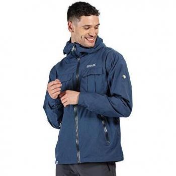 Regatta Centric-Chaqueta Impermeable Y Transpirable, con Capucha, Costuras Selladas Y Abertura Oculta En La Espalda Jackets Waterproof Shell, Hombre, Dark Denim, XXL