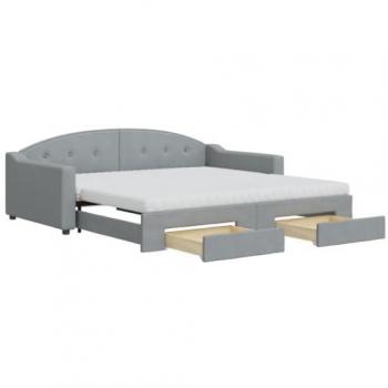 Sofá cama nido con cajones tela gris claro 100x200 cm