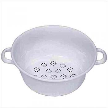 RIESS Colador Esmaltado Blanco con Borde Azul 24cm