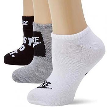 NIKE Y NK Everyday LTWT NS 3Pr-Hbr Calcetines, Niñas, blkwh/whblk/dghwh, M