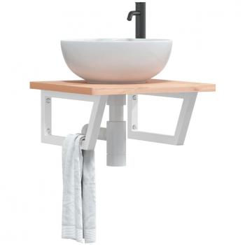 Soportes estante de lavabo trapecio de acero 2 unidades color blanco y negro