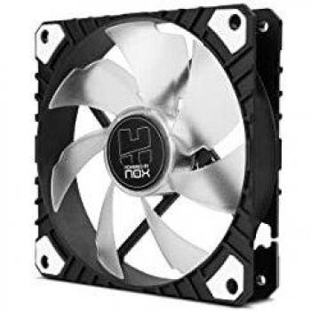 NOX Ventilador H-FAN PRO WHITE LED -NXHUMMERHFANPROW- Ventilador para Caja PC 120mm, funcion PMW, 7 aspas, rodamientos hidráulicos, diseño silencioso optimizado, esquinas soporte goma, Blanco Pmw