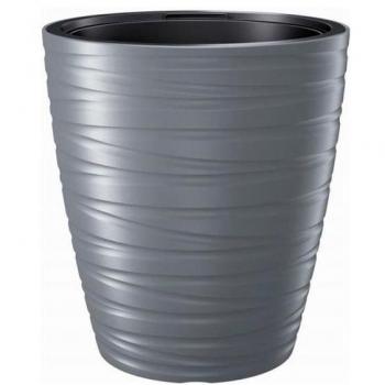Maceta con Deposito 16L Maze de Plastico en Color Gris Piedra