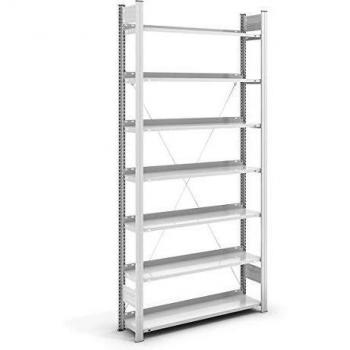 Estantería ensamblable para archivadores hofe, RAL 7035, altura 2350 mm, unidireccional, dimensiones 1000 x 300 mm