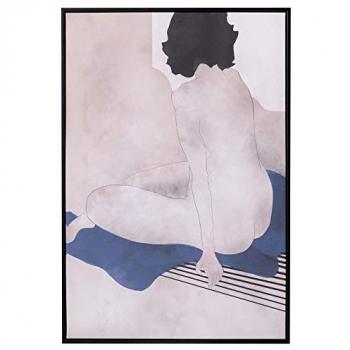 Lienzo de Madera Beige y Azul para Mujer 62,7 x 4,3 x 92,7 cm