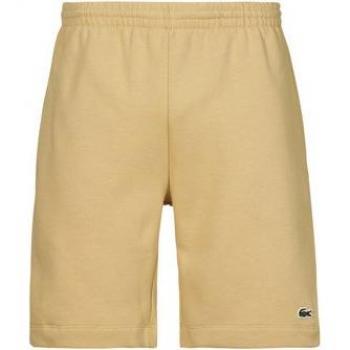 Lacoste Men's Croissant Organic Brushed Cotton Shorts - Casual Shorts - Male - Beige - Medium - Cotton with Crocodile Embroidery