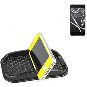 Montaje autoadhesivo de goma para el salpicadero / escritorio, adecuado para BQ Aquaris X5 Cyanogen, negro. Incl. Compartimento de almacenamiento para vasos, monedas, llaves, etc. titular salpicadero, titular Smartphone móvil titular de teléfono, taza, 
